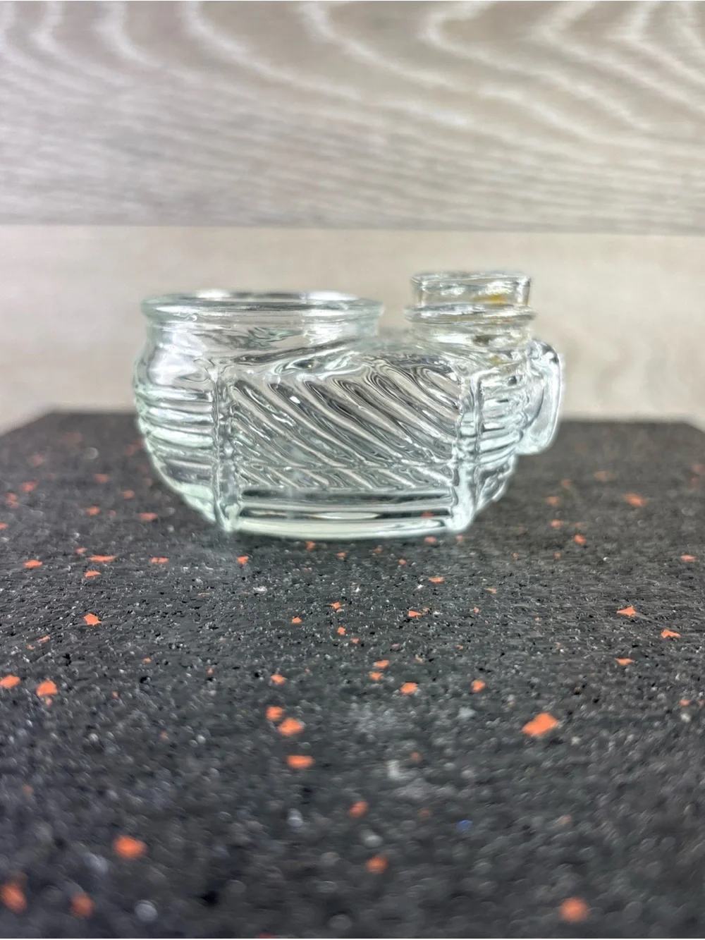 Vintage Art Deco Style Glass Bird Cage Feeder  Seed Water Bowl USA 2.75” X 1.75”